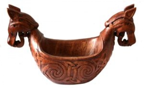 foto Wooden Bowl, Viking Ship with Celtic Knots